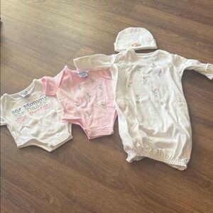 Baby Gear White and Pink Onesie Set